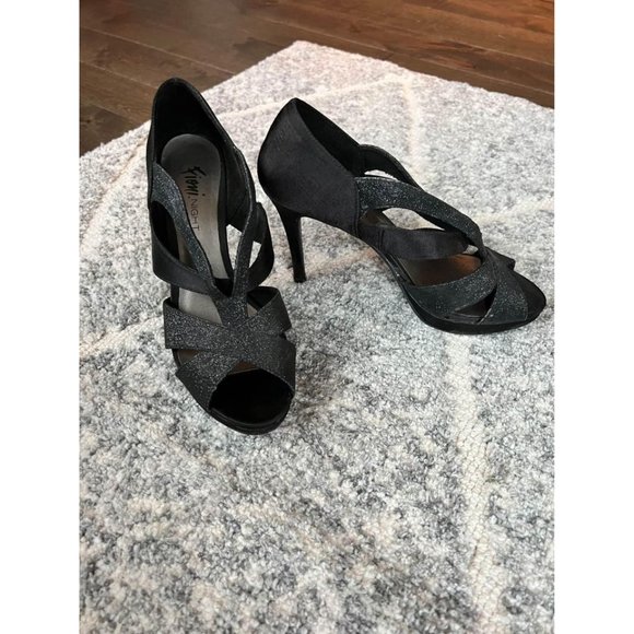 Black Satin & Glitter Heels - Size 8 - Picture 1 of 4